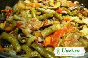 Овощное рагу с курицей и зеленой фасолью рецепт