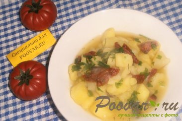Тушёный картофель с колбасой и вялеными помидорами Шаг 12 (картинка)