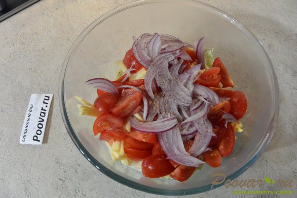 Салат из свежих овощей с яйцом и сыром Шаг 7 (картинка)